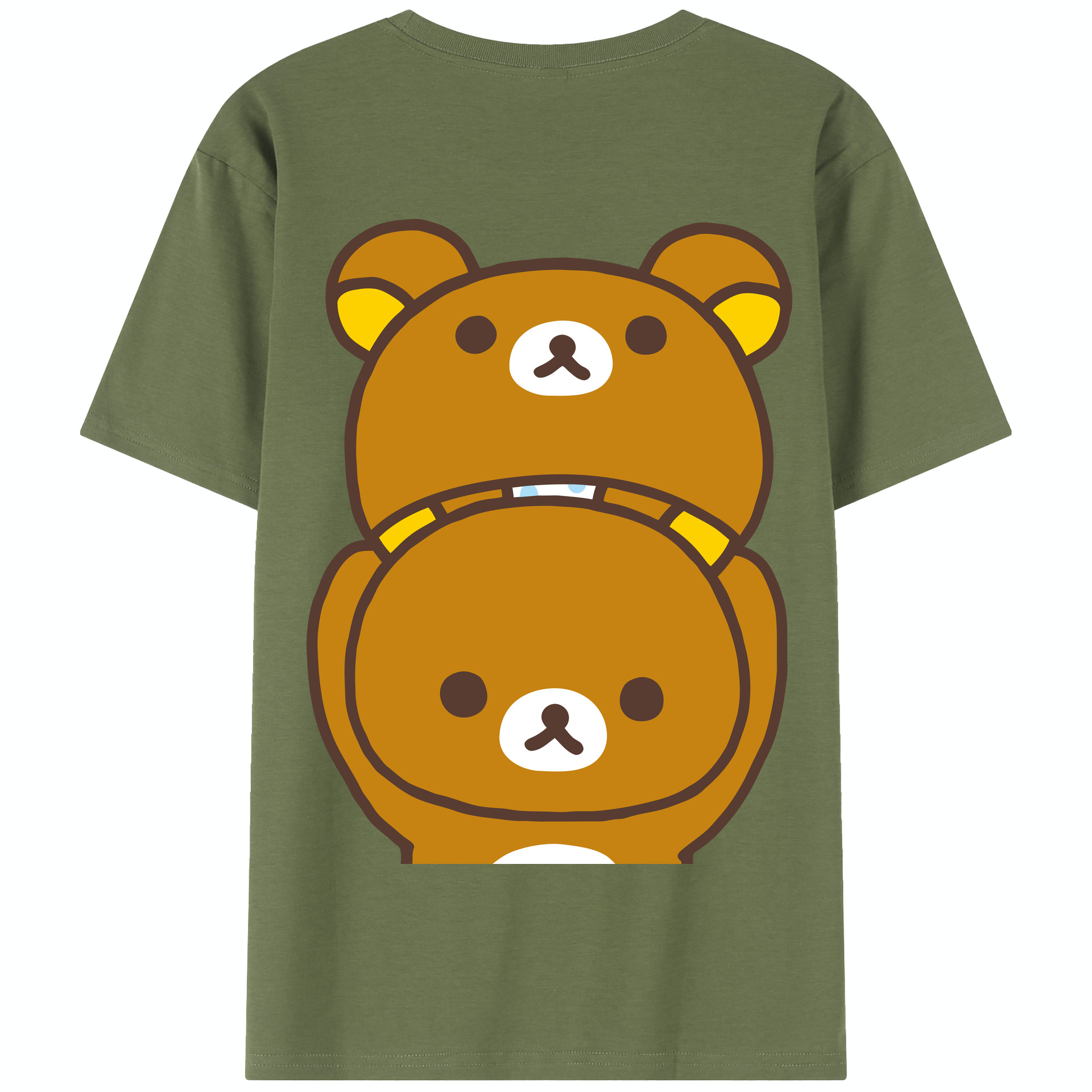 （画像用） リラックマ リラックマ キイロイトリ Rilakkuma Korilakkuma Kiiroitori 綿100％半袖Tシャツ（背面プリント）